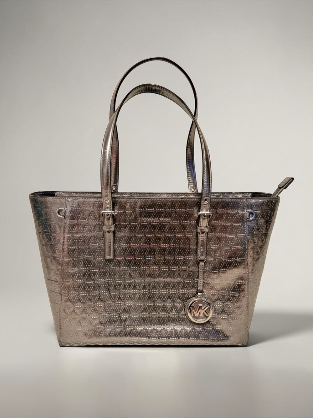 Michael Kors Metallic Silver Quilted Tote - Picture 1 of 12